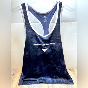 Under Armour Project Rock Print Mesh Tank Top Blue/Tempered Steel Men’s Large